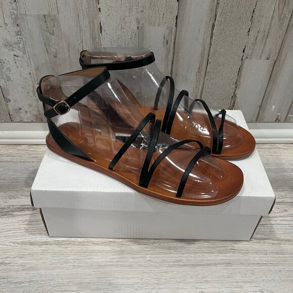 New! Bamboo Black Strappy Moondance Gladiator Sandals Faux Leather Womens 10 - Picture 1 of 5